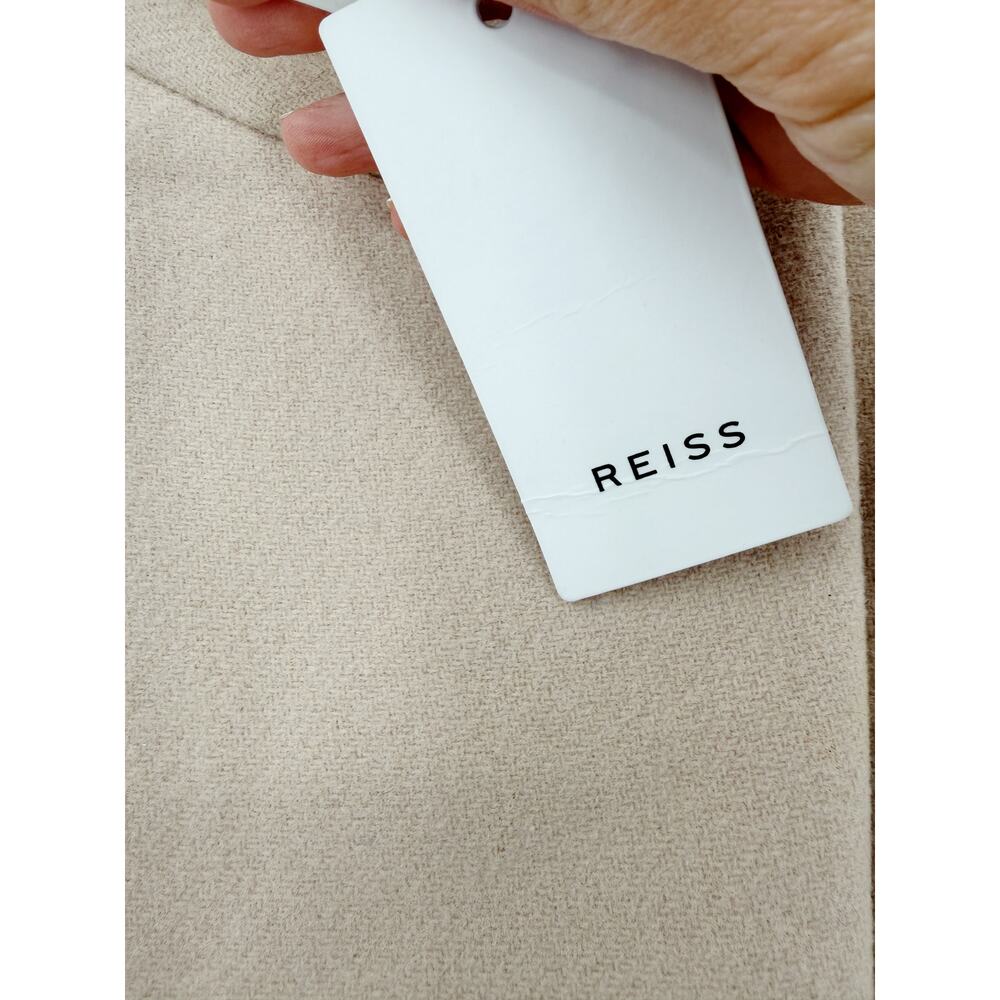 REISS Coat Size 12 NEW Maya Wool Blend Slim Wrap Collar Jacket Cream Tan $620 - Picture 3 of 13